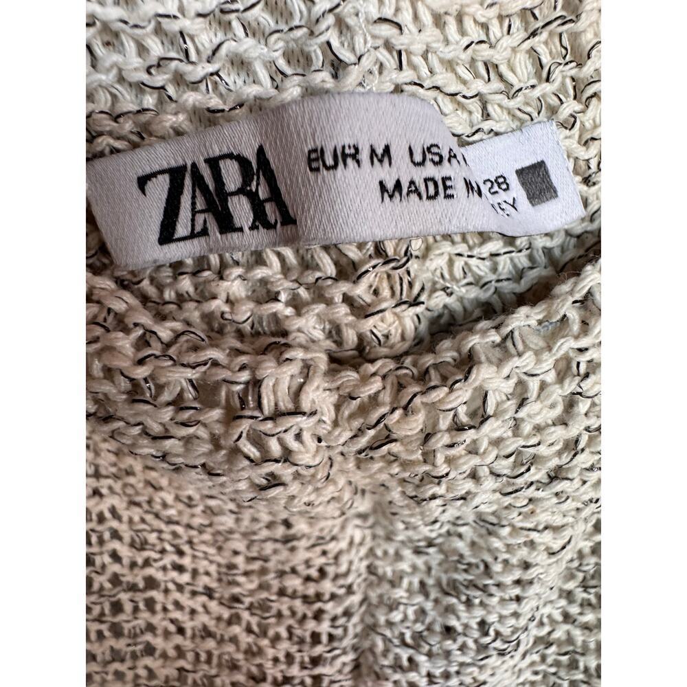 Zara Women’s Oatmeal Knit Wide Leg Pants Semi Sheer Lounge Casual Size Medium - Picture 8 of 15